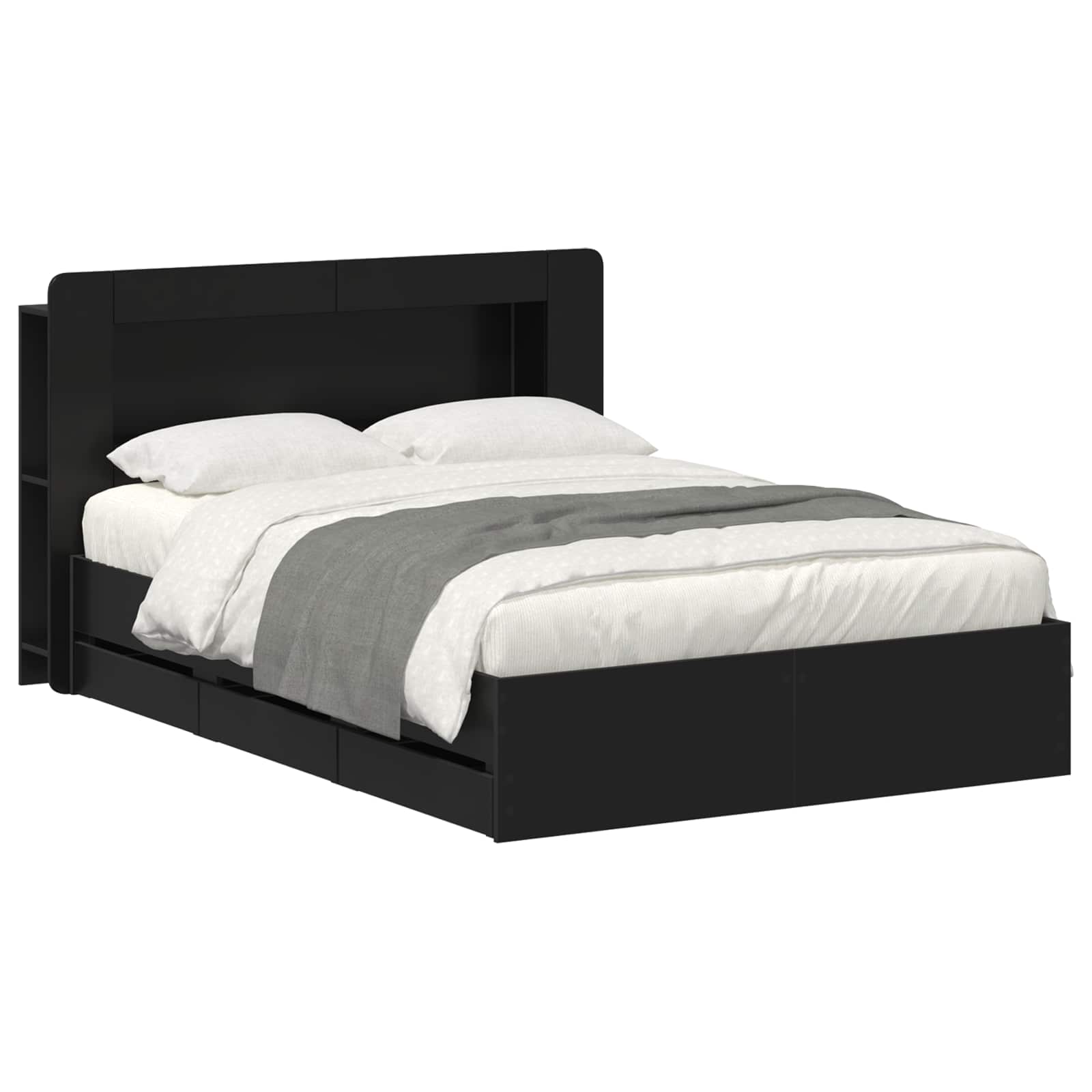 Telaio del letto con storage con testiera Nero 160 x 200 cm | homemem39
