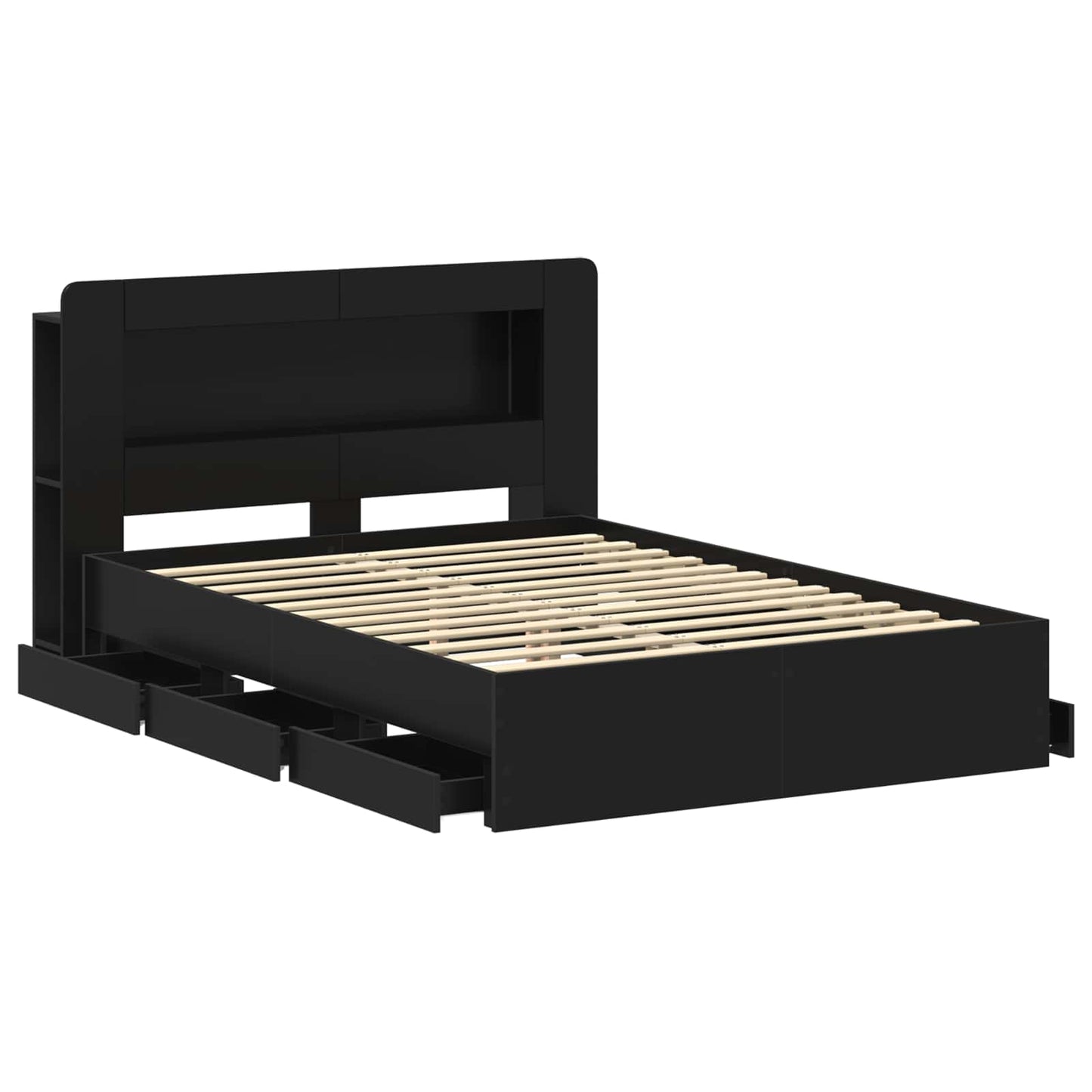 Telaio del letto con storage con testiera Nero 160 x 200 cm | homemem39