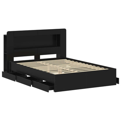Telaio del letto con storage con testiera Nero 160 x 200 cm | homemem39