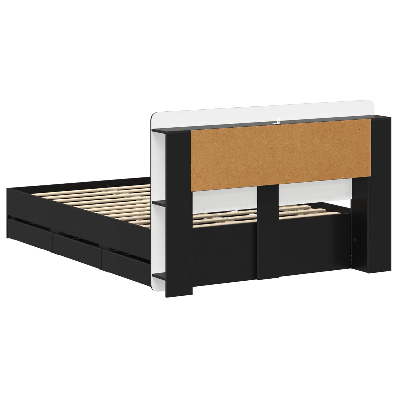 Telaio del letto con storage con testiera Nero 160 x 200 cm | homemem39