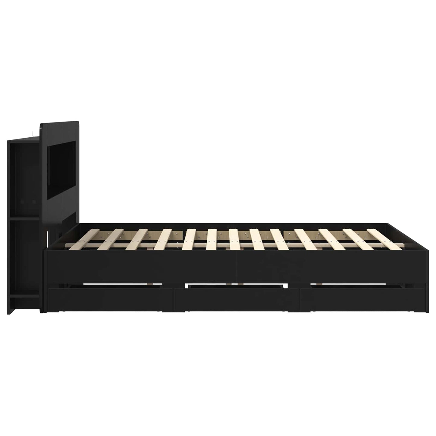 Telaio del letto con storage con testiera Nero 160 x 200 cm | homemem39