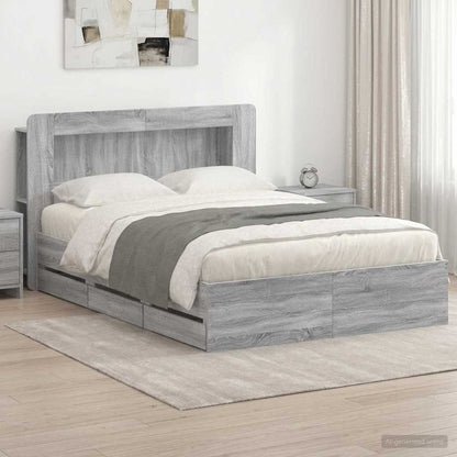 Telaio del letto con storage Sonoma grigio 160 x 200 cm | homemem39