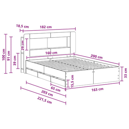 Telaio del letto con storage Sonoma grigio 160 x 200 cm | homemem39