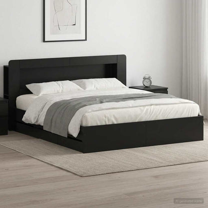 Telaio del letto con storage con testiera Nero 180 x 200 cm | homemem39