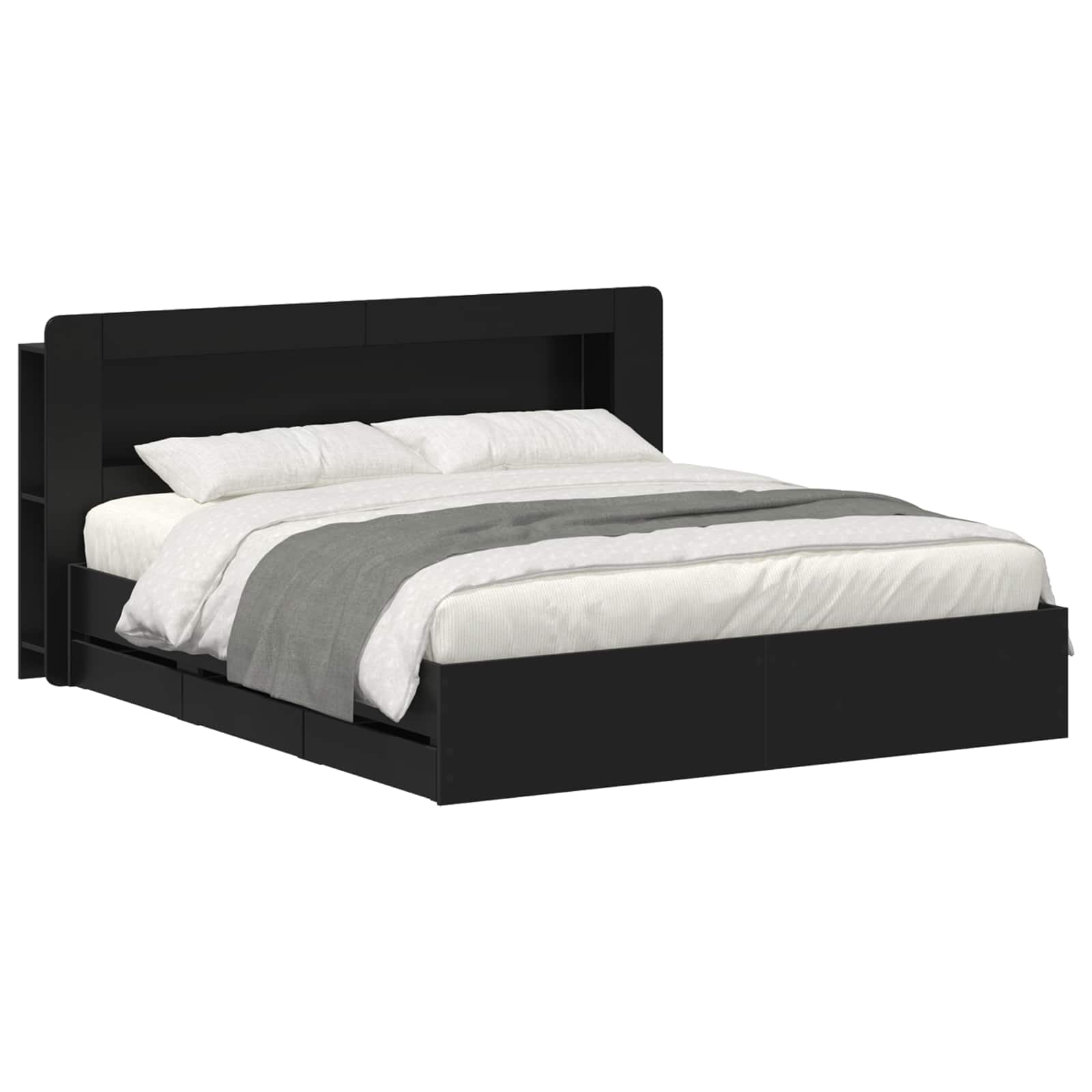 Telaio del letto con storage con testiera Nero 180 x 200 cm | homemem39