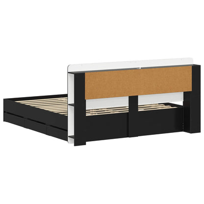 Telaio del letto con storage con testiera Nero 180 x 200 cm | homemem39