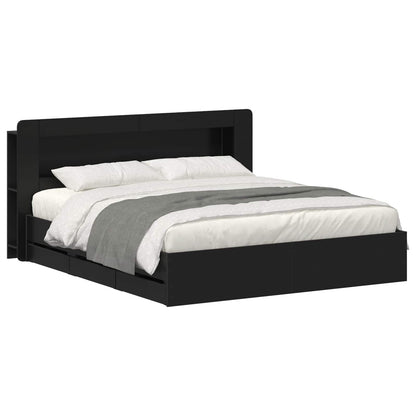 Telaio del letto con storage con testiera Nero 200 x 200 cm | homemem39