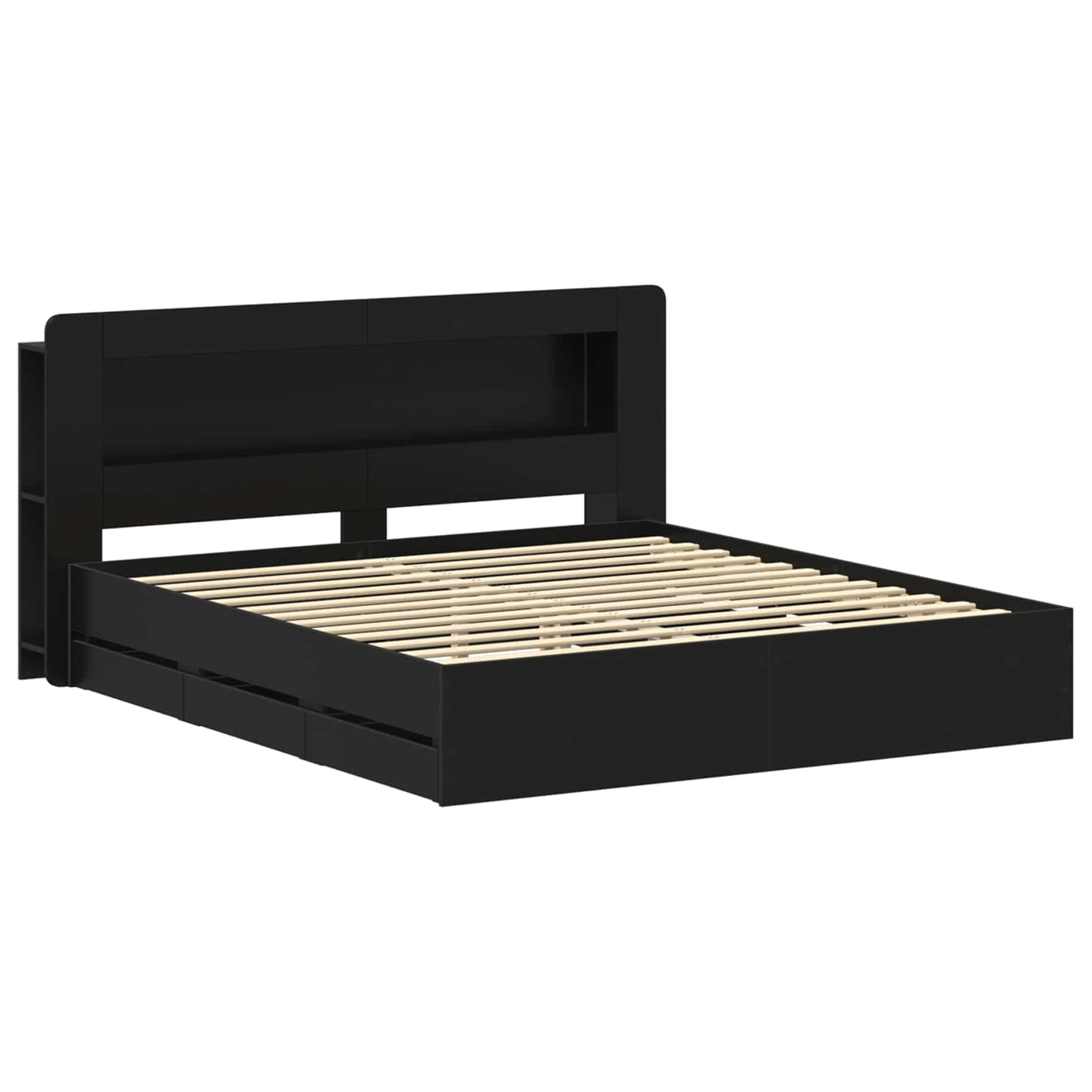 Telaio del letto con storage con testiera Nero 200 x 200 cm | homemem39