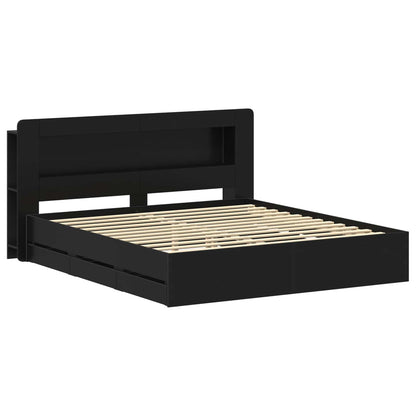 Telaio del letto con storage con testiera Nero 200 x 200 cm | homemem39