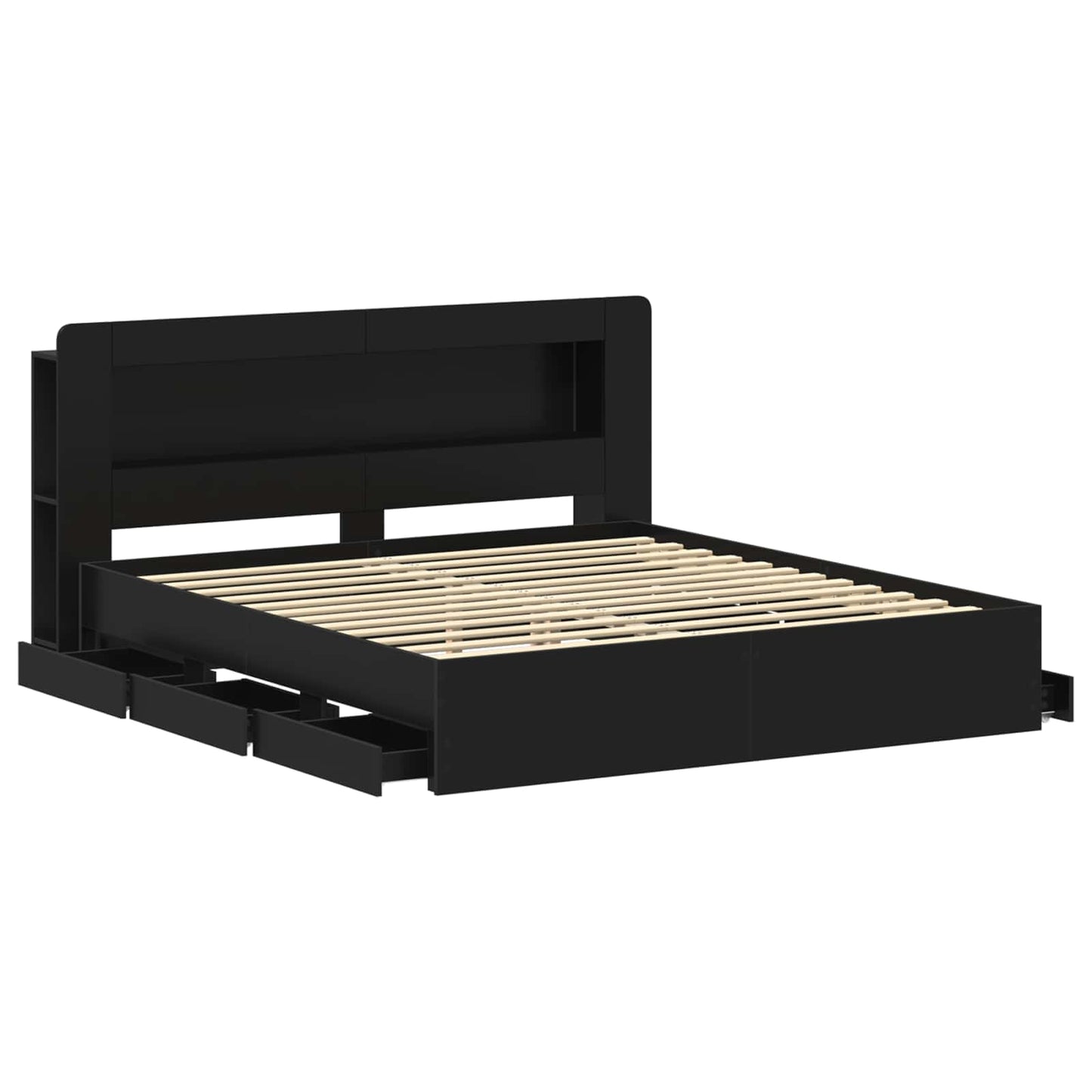 Telaio del letto con storage con testiera Nero 200 x 200 cm | homemem39