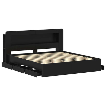 Telaio del letto con storage con testiera Nero 200 x 200 cm | homemem39