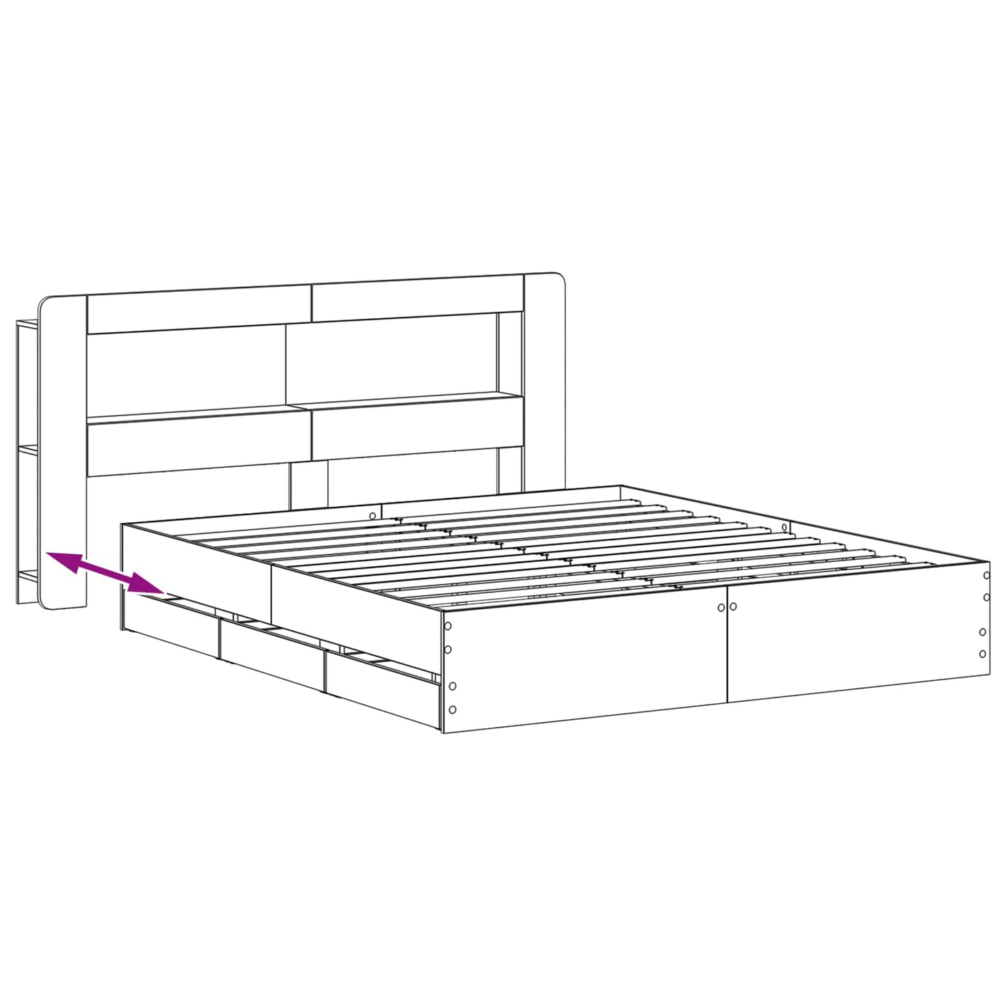 Telaio del letto con storage con testiera Nero 200 x 200 cm | homemem39