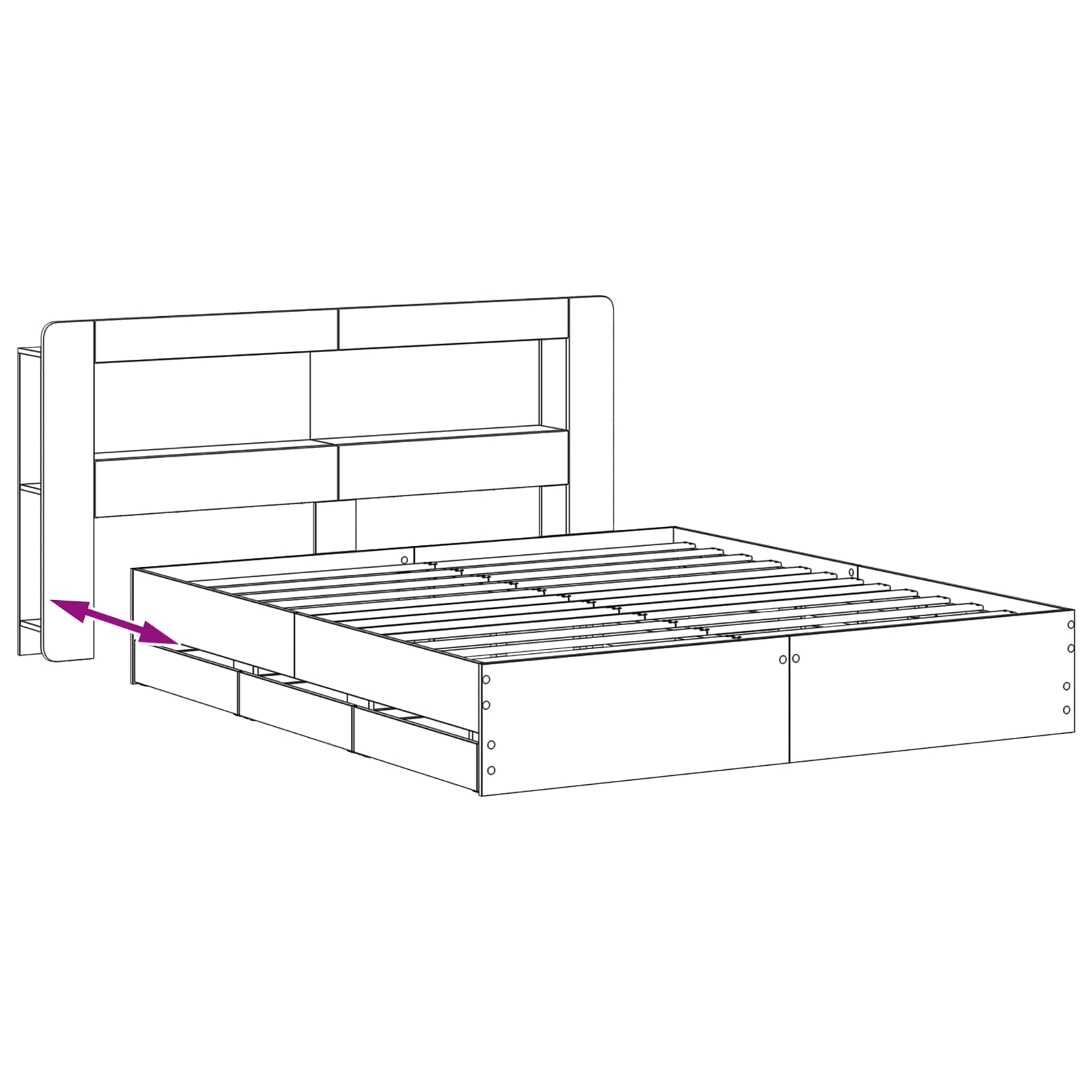 Telaio del letto con storage con testiera Nero 200 x 200 cm | homemem39