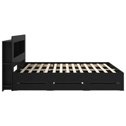 Telaio del letto con storage con testiera Nero 200 x 200 cm | homemem39