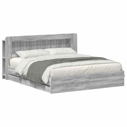 Telaio del letto con storage Sonoma grigio 200 x 200 cm | homemem39