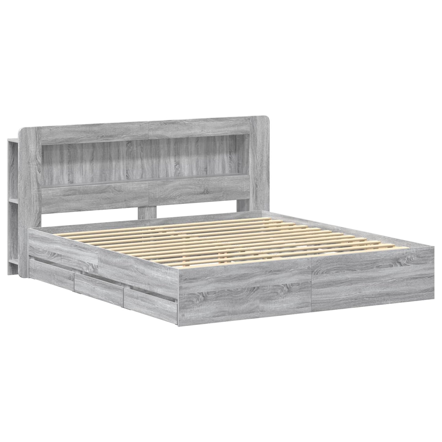 Telaio del letto con storage Sonoma grigio 200 x 200 cm | homemem39