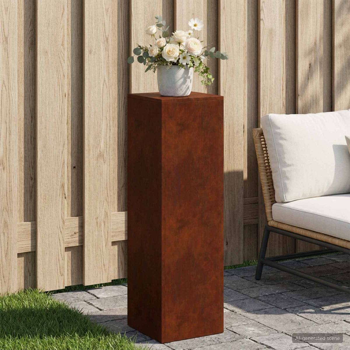 Supporto per piante Ruggine 30 x 30 x 100 cm Acciaio Corten | homemem39