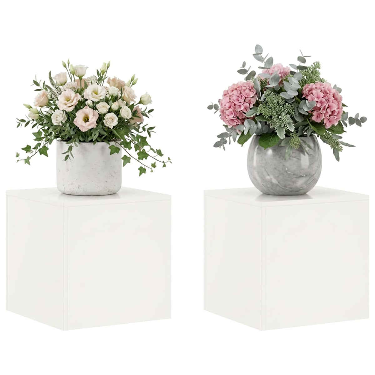 Supporto per piante 2 pcs Bianco 40 x 40 x 40 cm Acciaio | homemem39