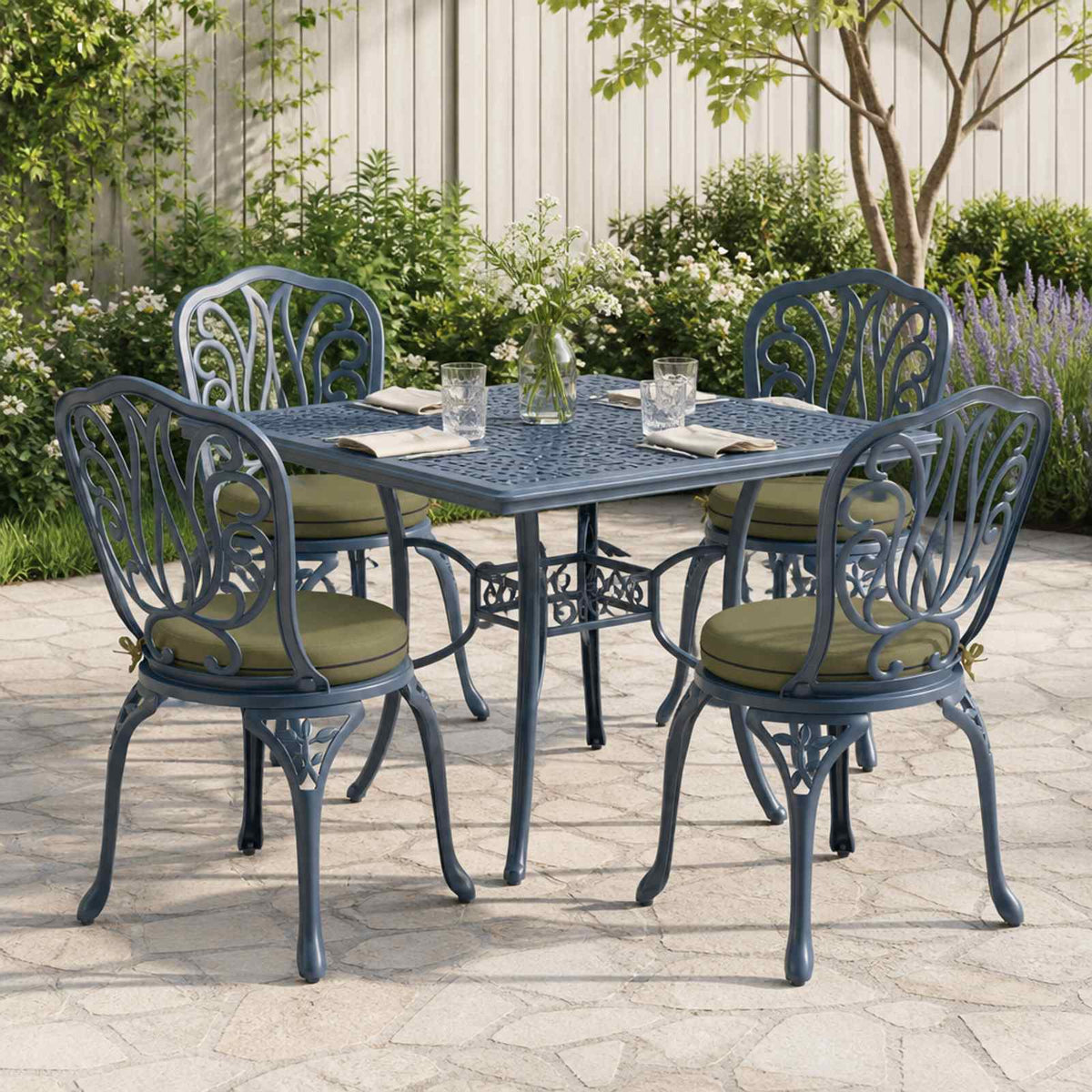 Cuscini per Seduta SOEST 4 pz 100% Poliestere Verde Oliva