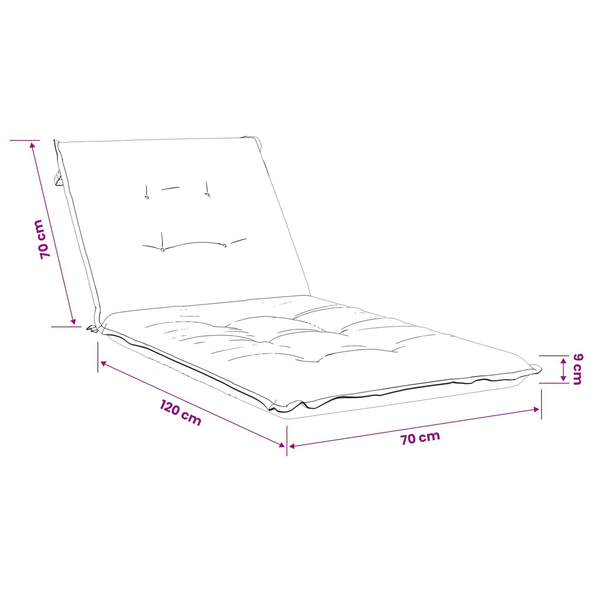 Cuscino per Lettino GEMERT 100% Poliestere Blu 190 x 70 x 9 cm