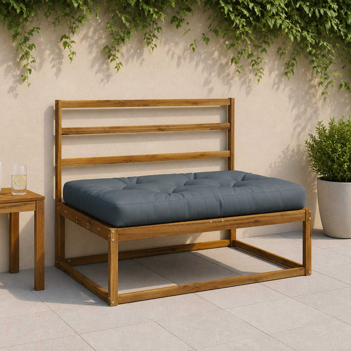 Cuscino per Pallet VIANEN 100% Poliestere Blu 120 x 80 x 12 cm