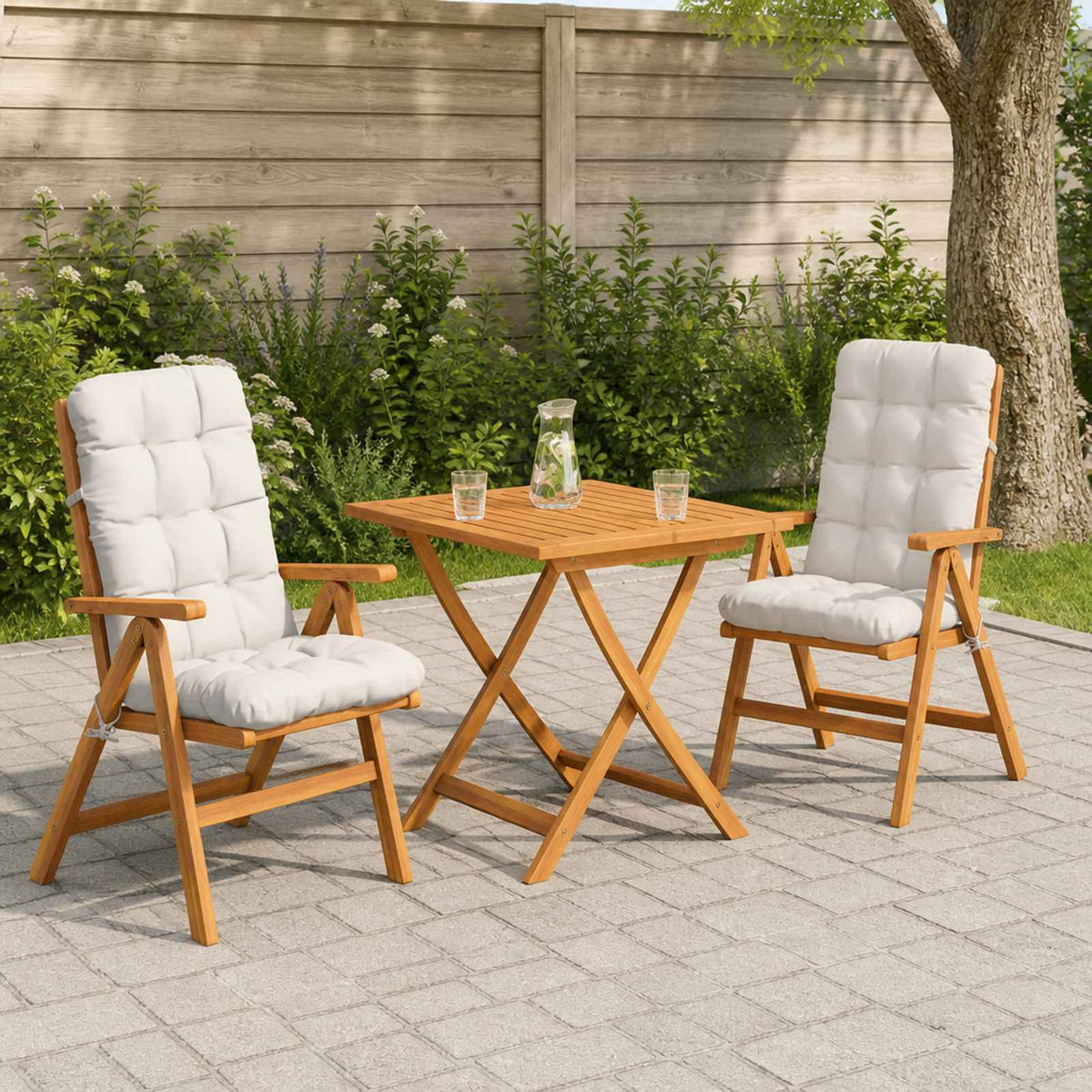 Cuscini per Sedia Alta in 2 Pezzi VIANEN 100% Poliestere Bianco