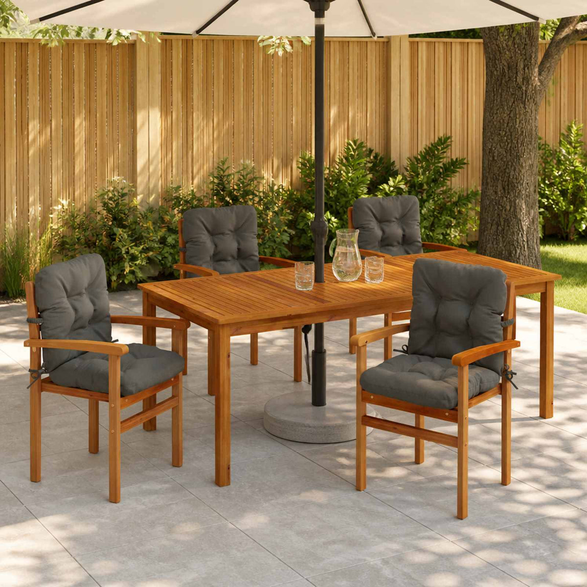 Cuscini per Sedia Alta in 6 Pezzi VIANEN 100% Poliestere Grigio