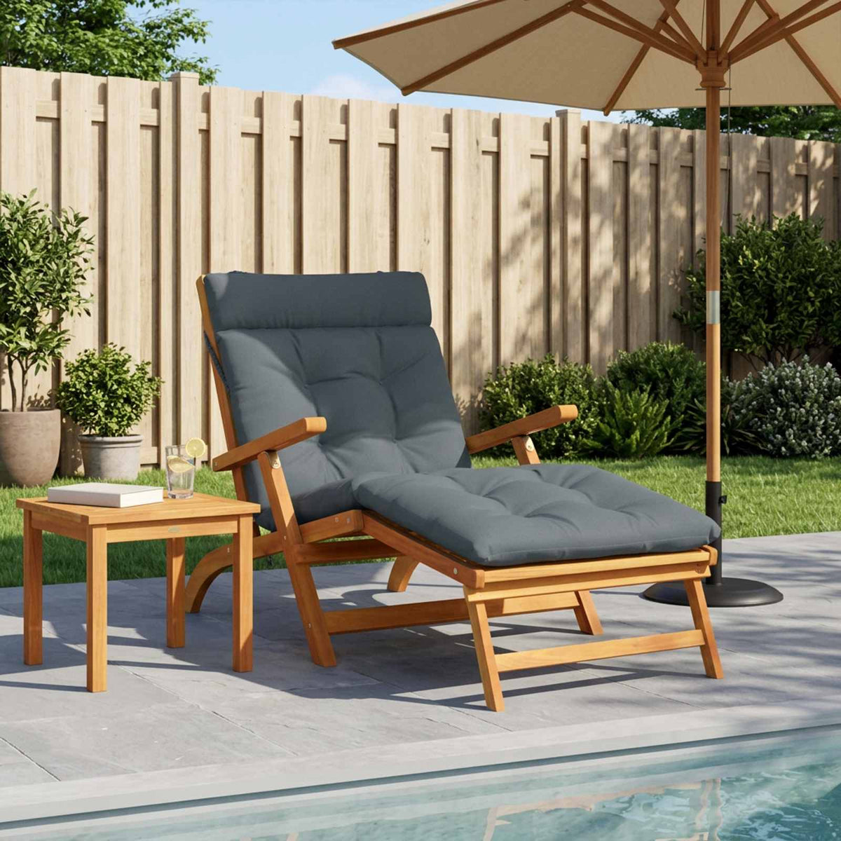 Cuscino per Lettino VIANEN 100% Poliestere Blu 200 x 90 x 8 cm
