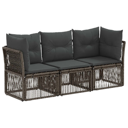 Set Divano da Giardino 3 pz Grigio polyrattan
