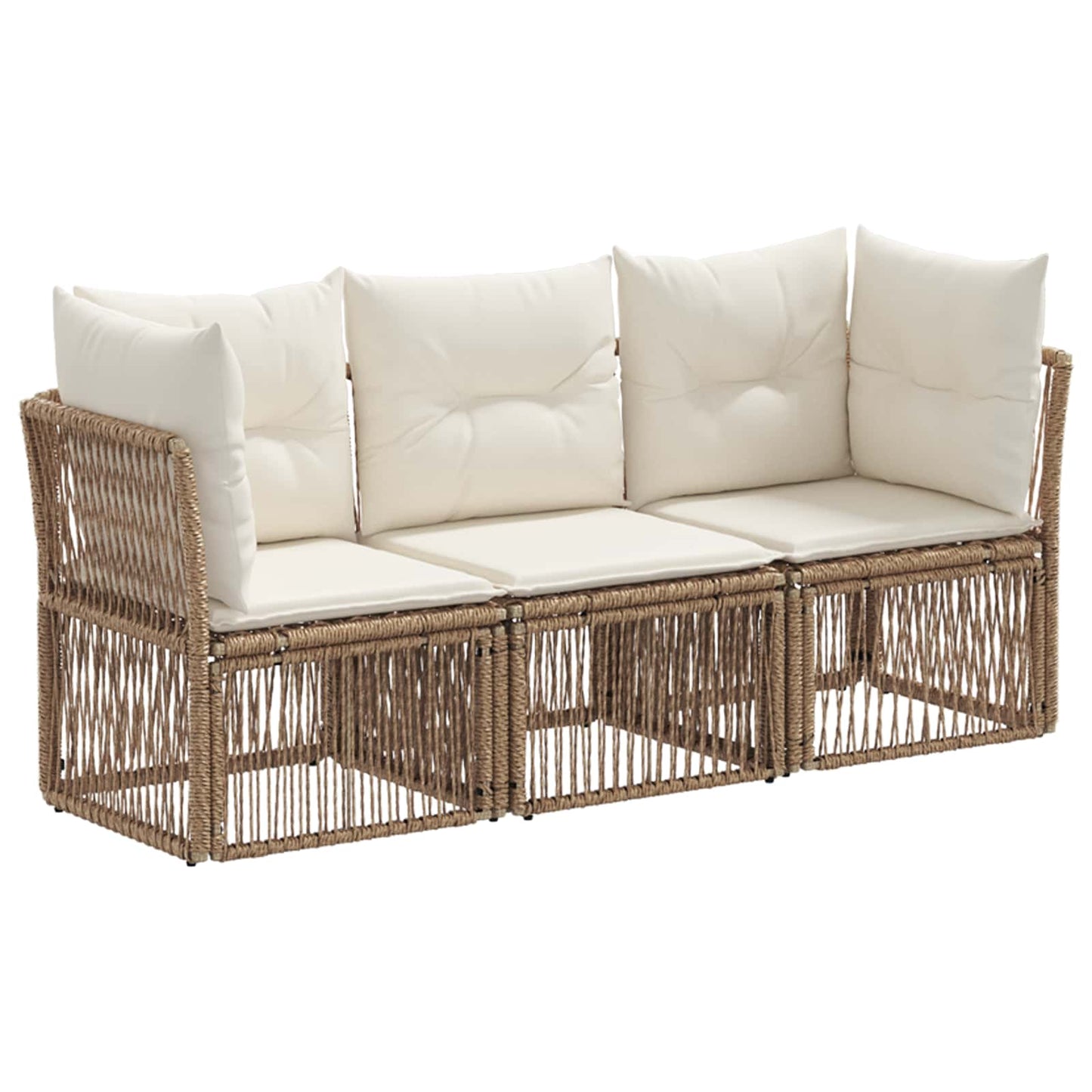 Set Divano da Giardino 3 pz Beige polyrattan