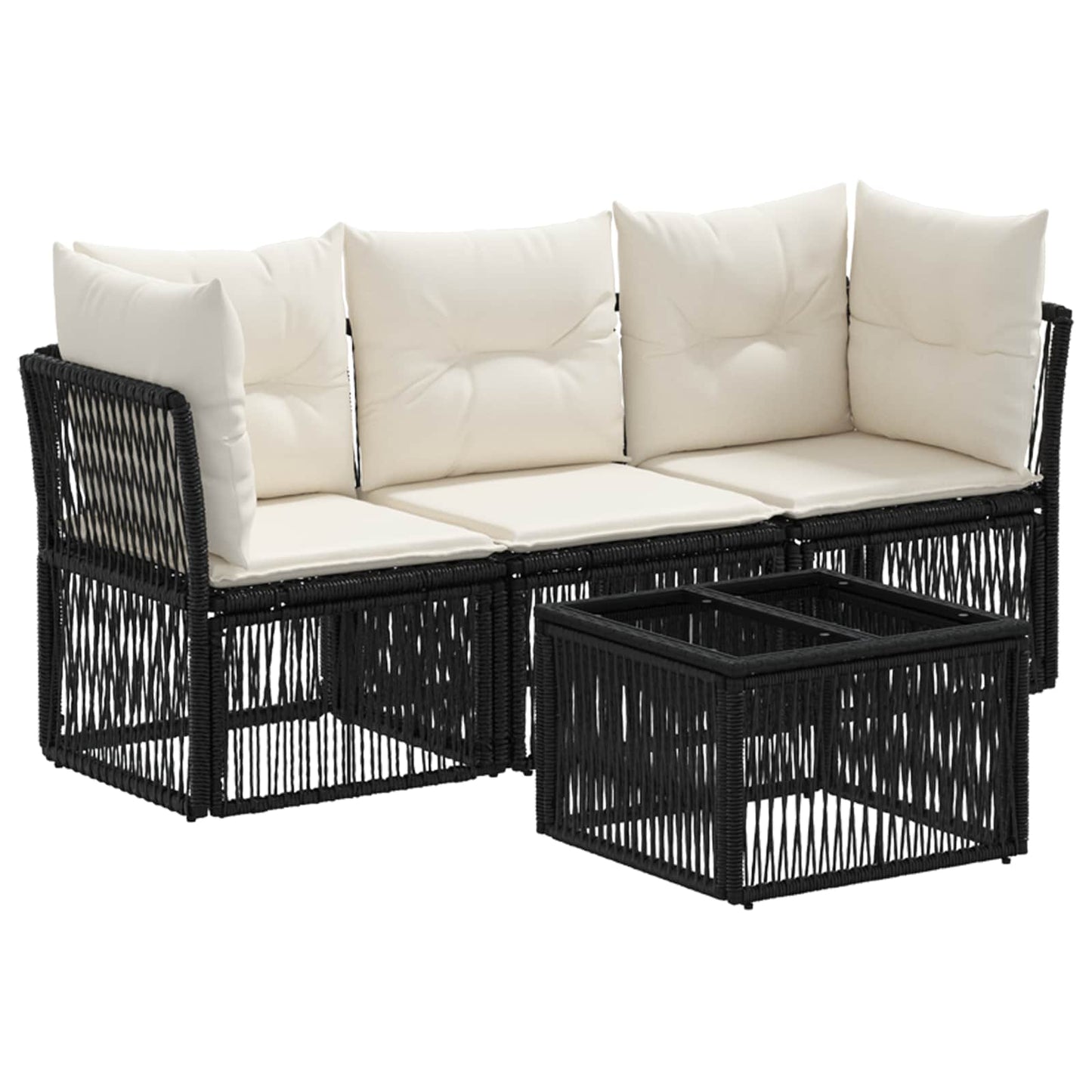 Set Divano da Giardino 4 pcs Nero polyrattan | homemem39