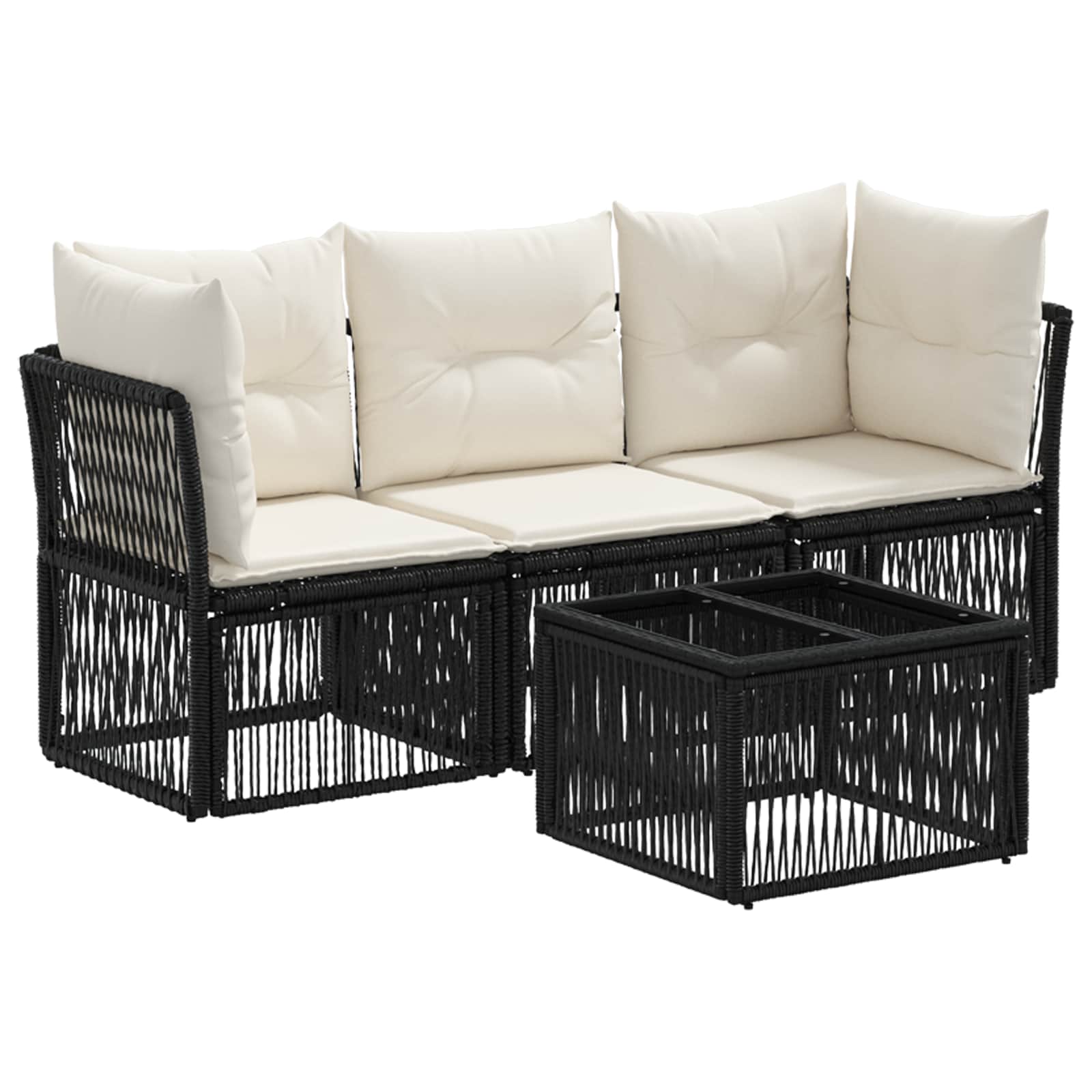 Set Divano da Giardino 4 pcs Nero polyrattan | homemem39