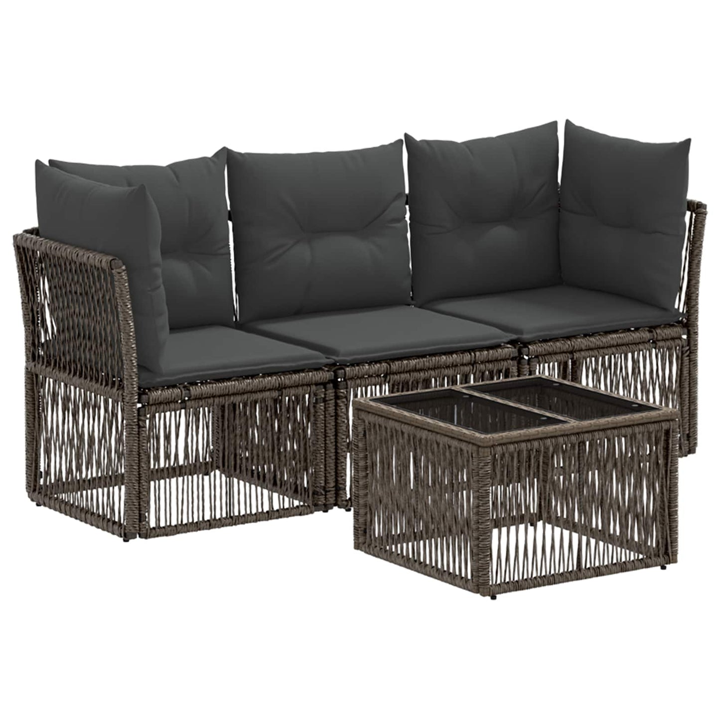 Set Divano da Giardino 4 pcs Grigio polyrattan | homemem39