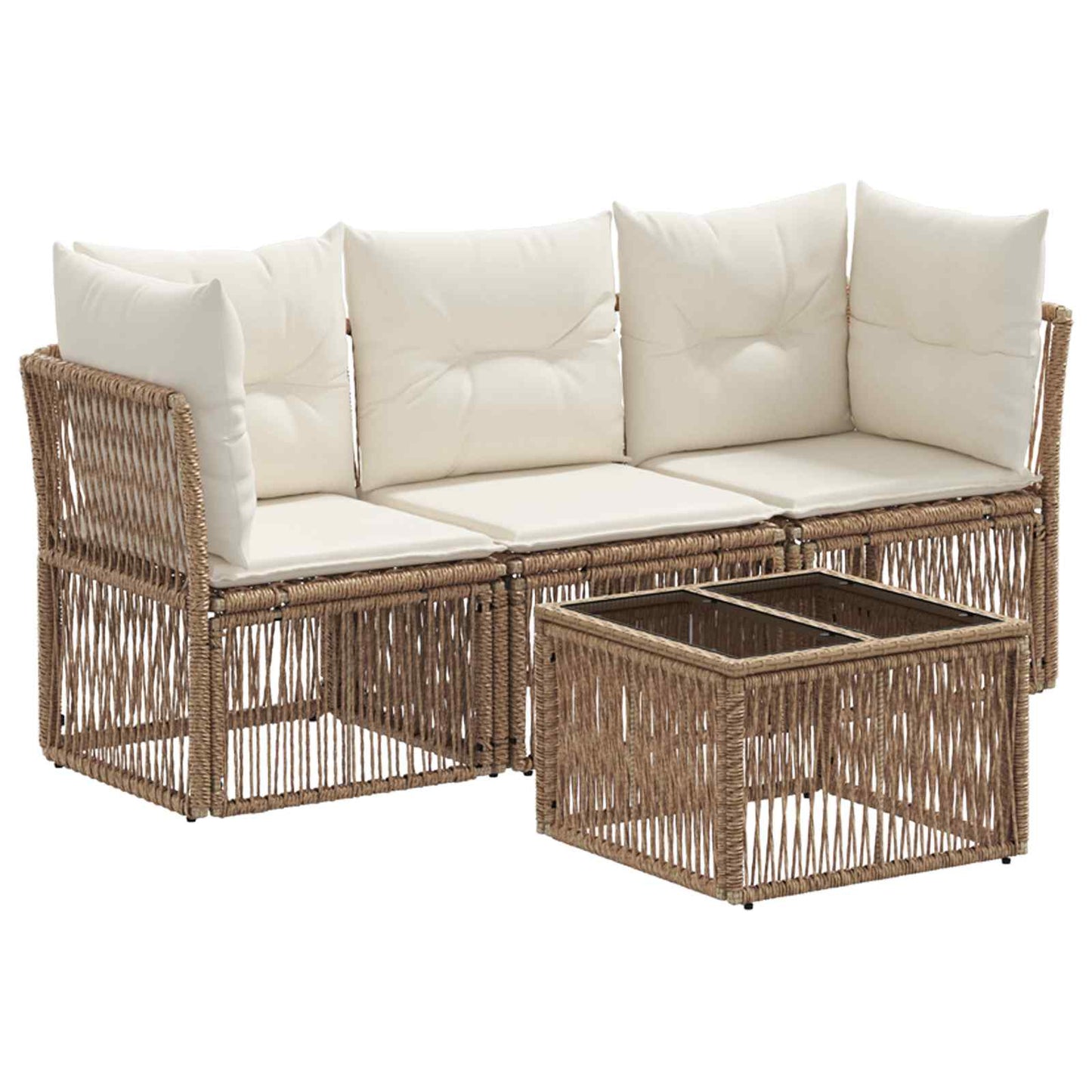 Set Divano da Giardino 4 pcs Beige polyrattan | homemem39