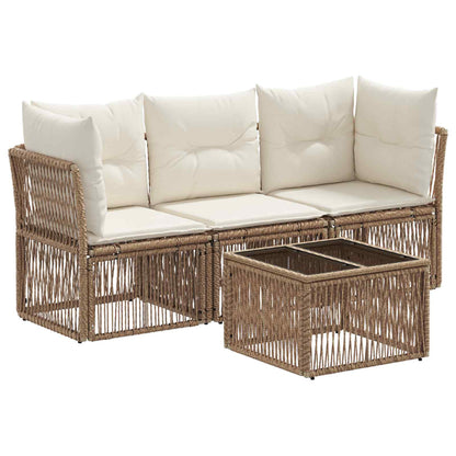 Set Divano da Giardino 4 pcs Beige polyrattan | homemem39