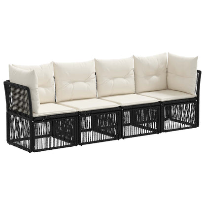 Set Divano da Giardino 4 pcs Nero polyrattan | homemem39