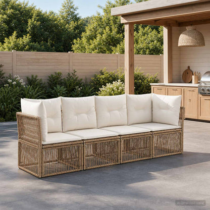 Set Divano da Giardino 4 pcs Beige polyrattan | homemem39