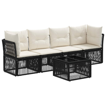 Set Divano da Giardino 5 pcs Nero polyrattan | homemem39