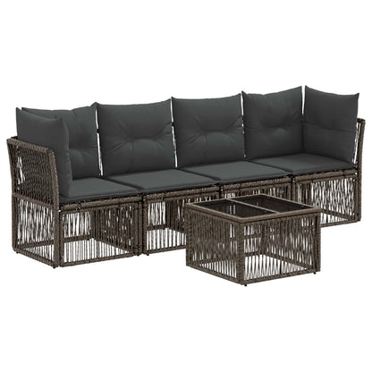 Set Divano da Giardino 5 pcs Grigio polyrattan | homemem39