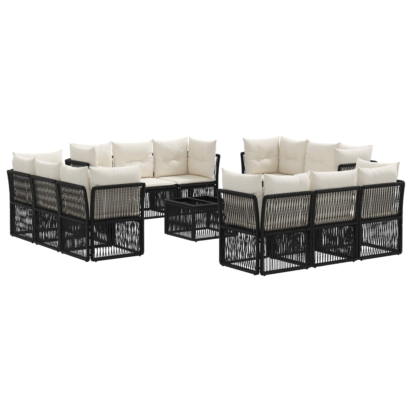 Set Divano da Giardino 13 pcs Nero polyrattan | homemem39