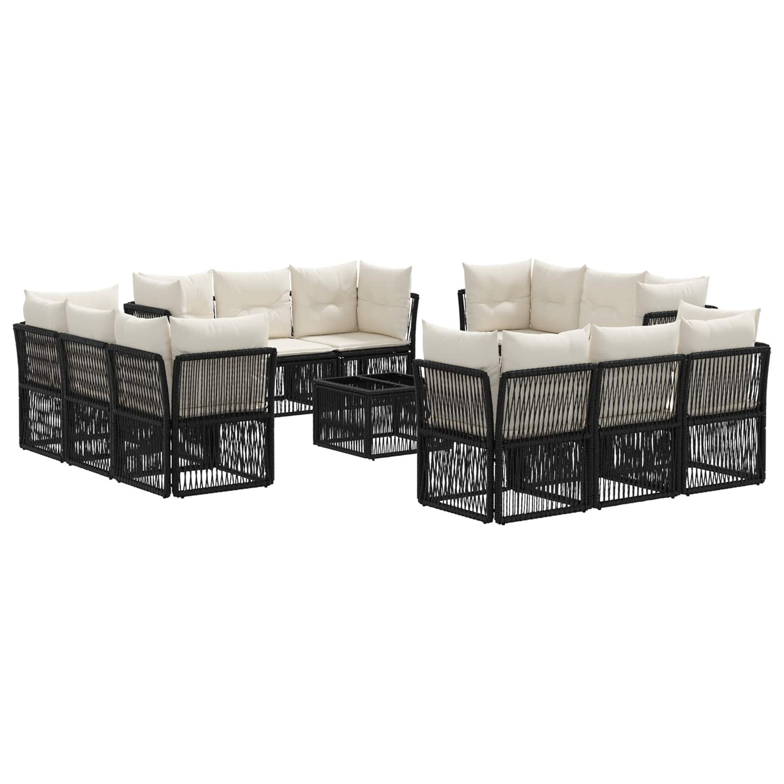 Set Divano da Giardino 13 pcs Nero polyrattan | homemem39