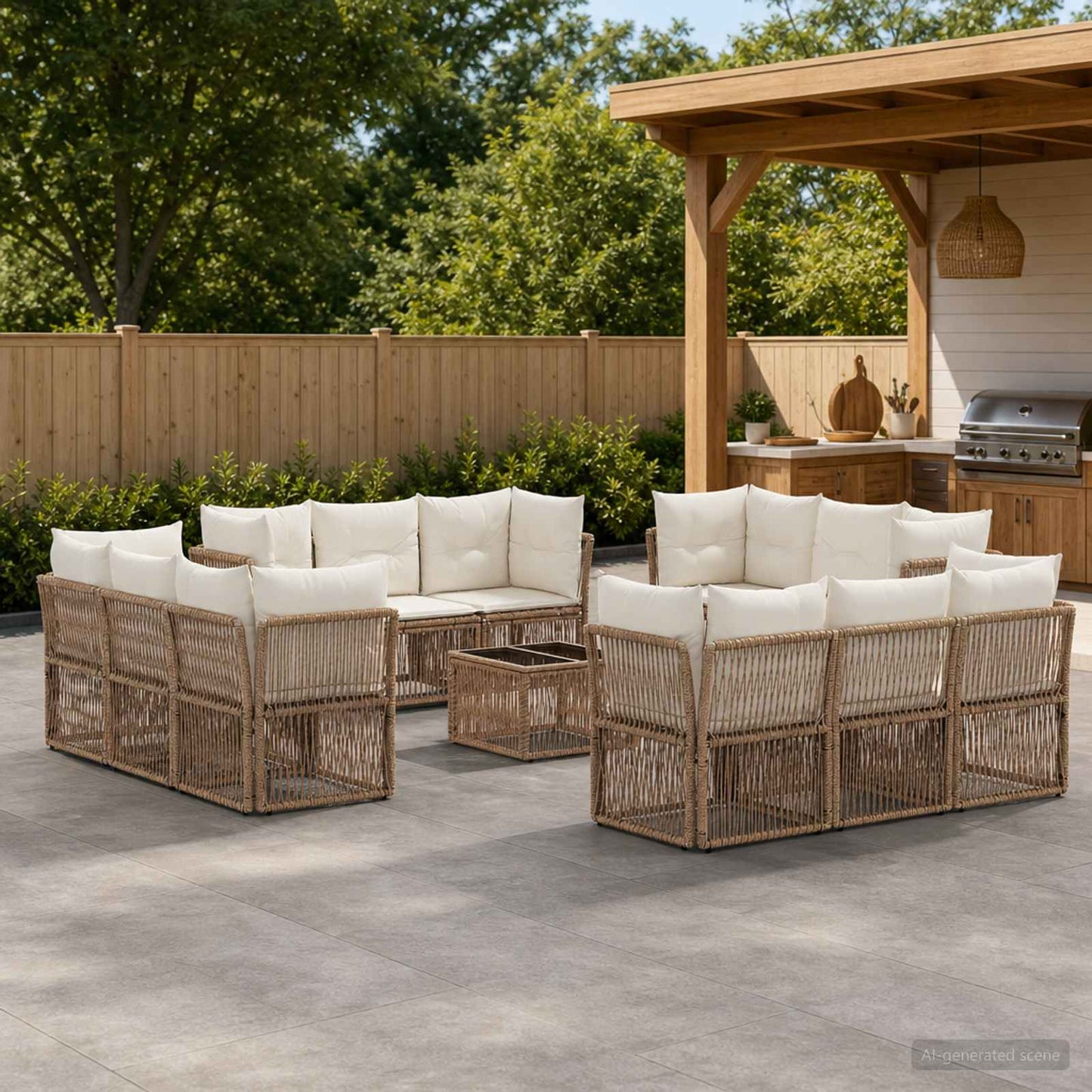 Set Divano da Giardino 13 pcs Beige polyrattan | homemem39