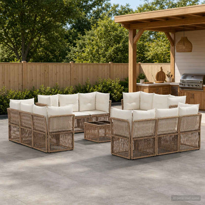 Set Divano da Giardino 13 pcs Beige polyrattan | homemem39
