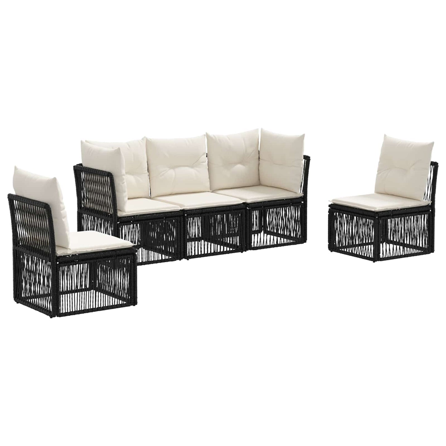 Set Divano da Giardino 5 pcs Nero polyrattan | homemem39