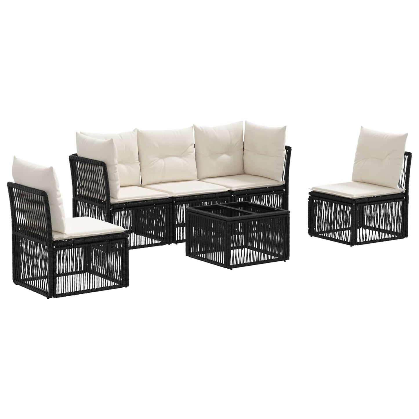 Set Divano da Giardino 6 pcs Nero polyrattan | homemem39