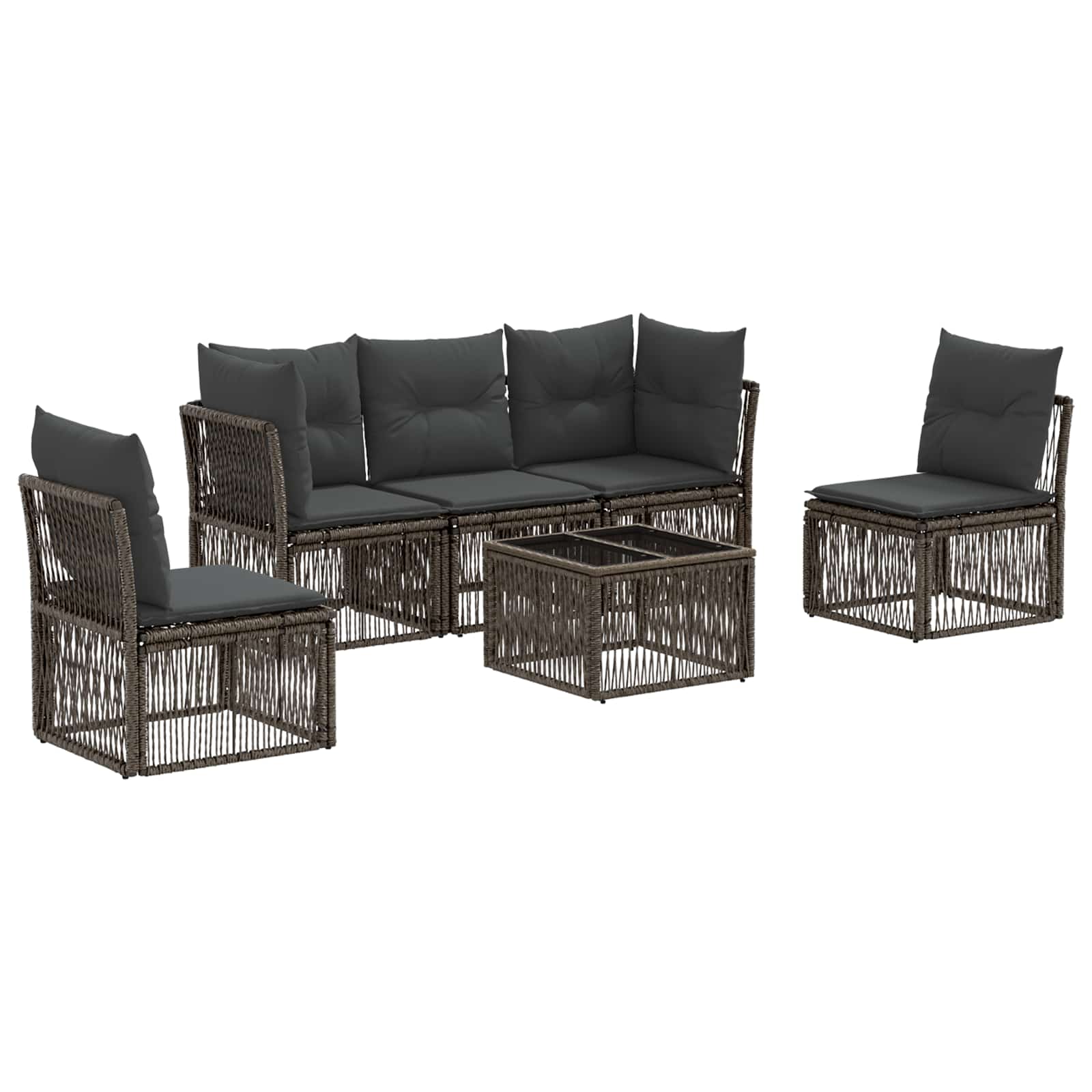 Set Divano da Giardino 6 pcs Grigio polyrattan | homemem39