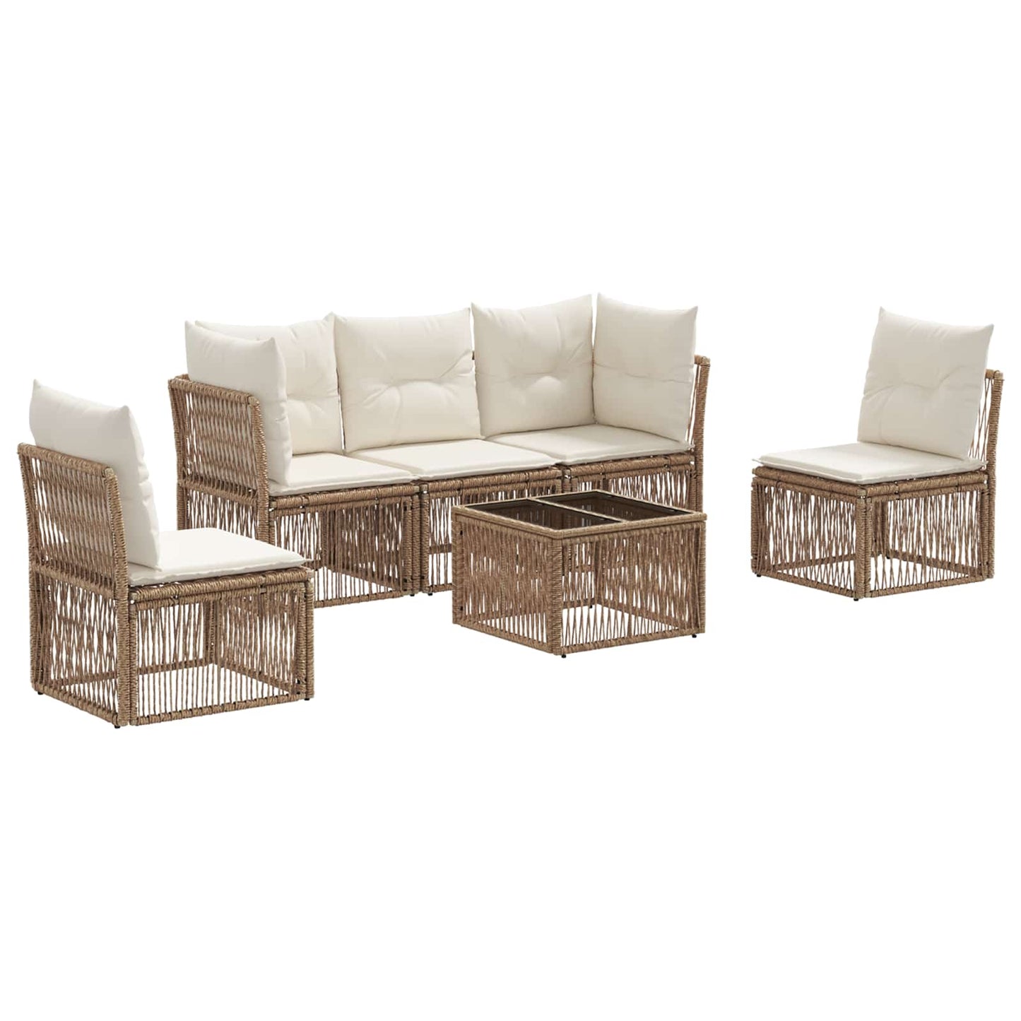 Set Divano da Giardino 6 pcs Beige polyrattan | homemem39