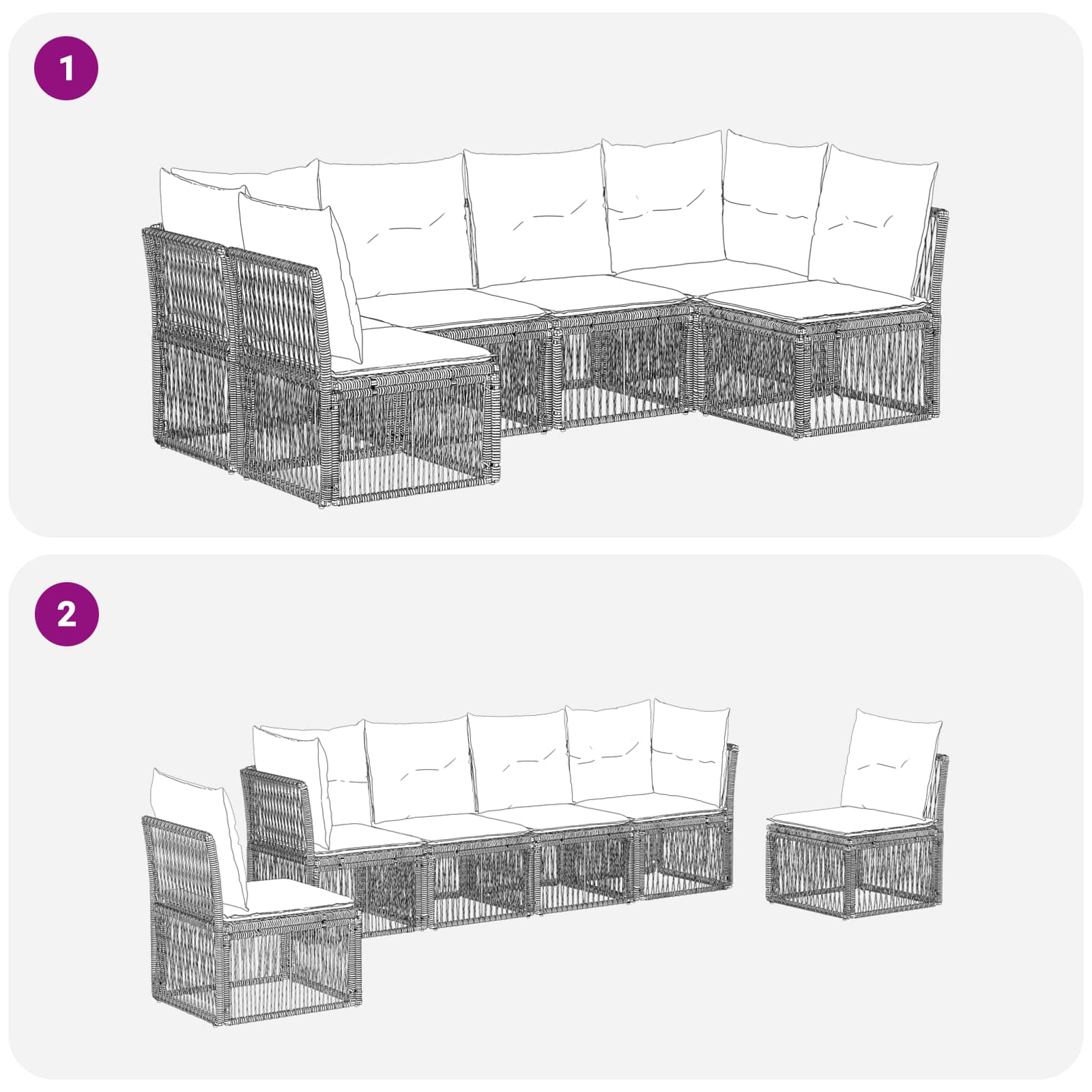 Set Divano da Giardino 6 pcs Nero polyrattan | homemem39