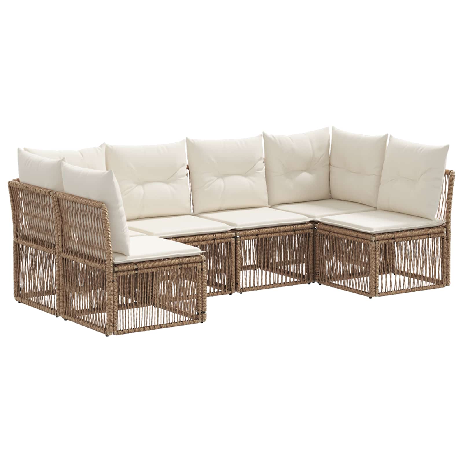 Set Divano da Giardino 6 pcs Beige polyrattan | homemem39
