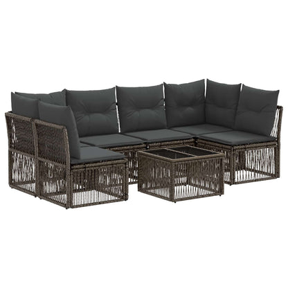 Set Divano da Giardino 7 pcs Grigio polyrattan | homemem39